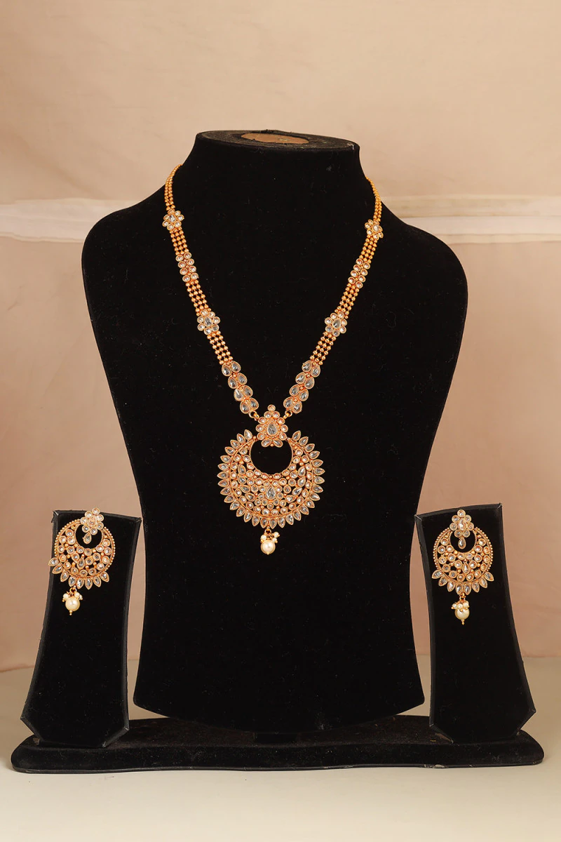 Gold Beaded Necklace Set With Gold-Plated Finish