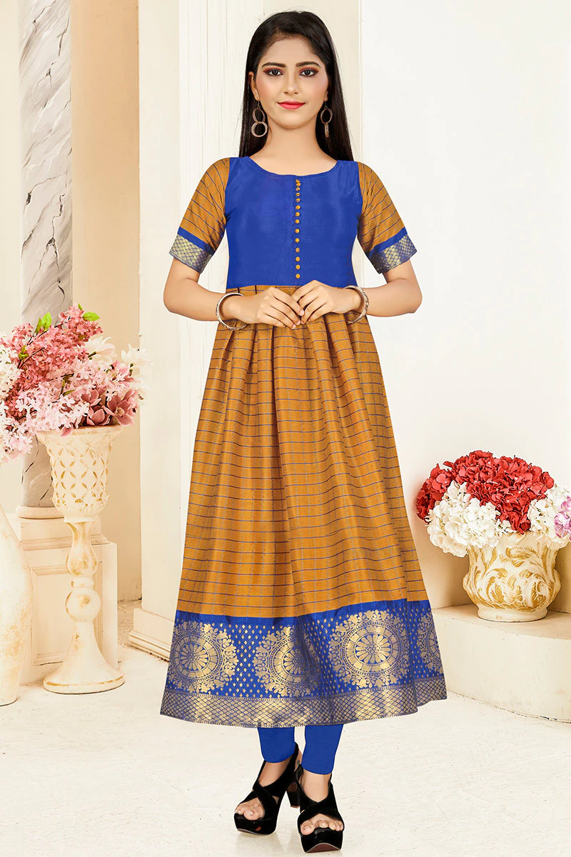 Mustard Yellow Art Silk Kurti